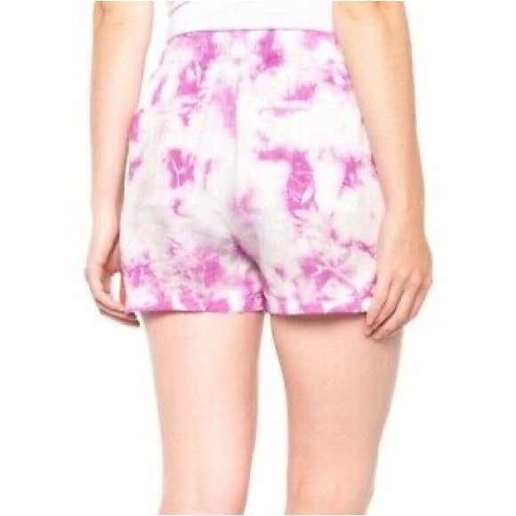 RACHEL ZOE Linen Tie Dye High Rise Pull On Drawstring Waist Tassel Shorts Size S - Picture 2 of 5